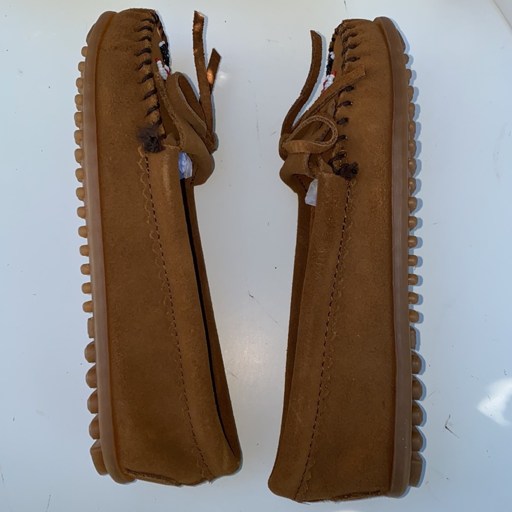 AUTH NIB MINNETONKA THUNDERBIRD MOCCASINS DUSTY BROWN - Picture 5 of 12